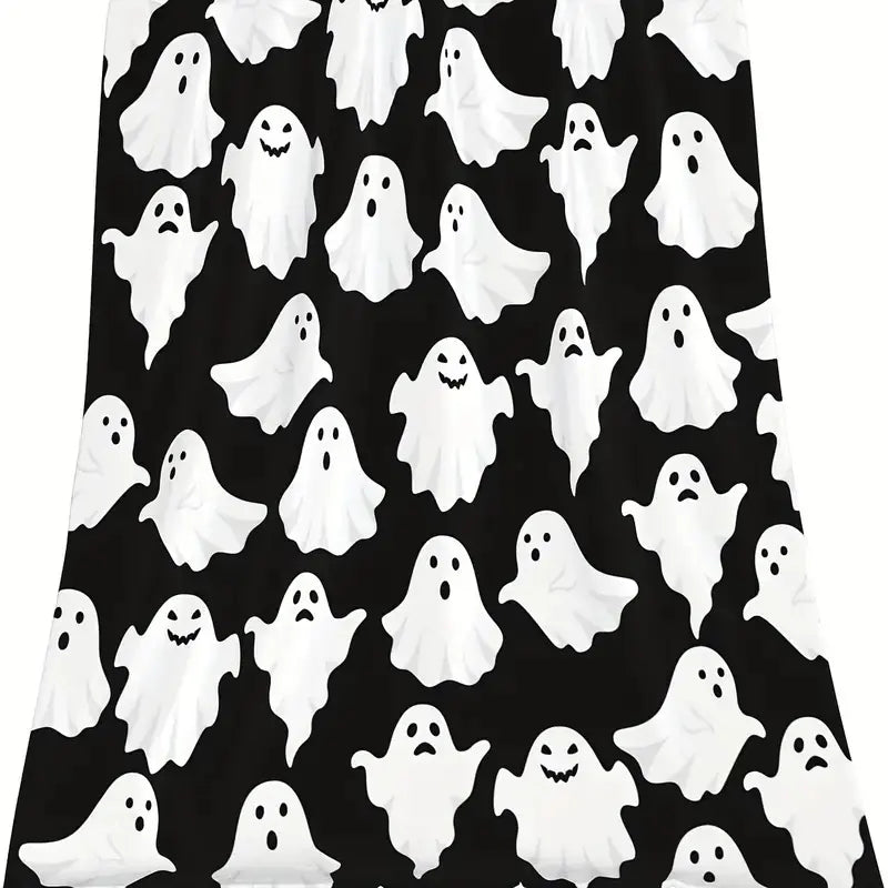 Ghost Figure Flannel Printed Blanket for Halloween Decor
