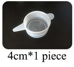 Small white plastic container with a lid on a black background