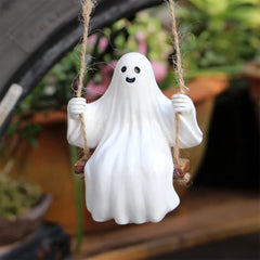 Ghost figurine on a swing with a blurred background
