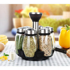 Rotated Spice Shelf Rack With 5 jars