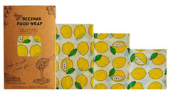 Beeswax food wrap with lemon pattern packaging on a white background