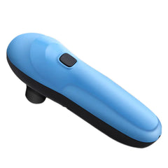 Blue and black handheld vacuum sealer on a white background