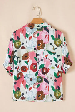 Floral Print Short Sleeve Blouse