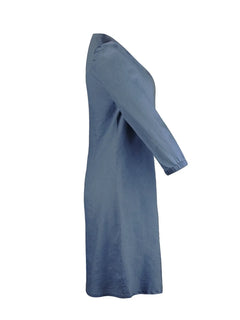 Blue dress with long sleeves on a white background