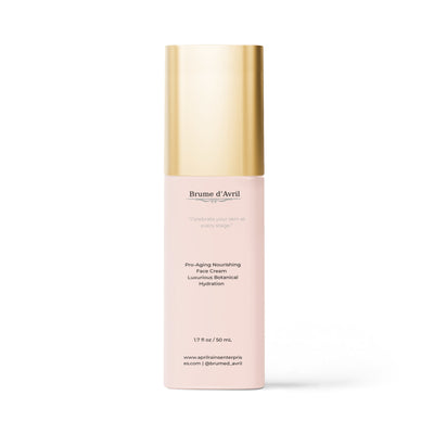 50ml bottled of Brume D'Avril Pro-aging nourishing face cream on a white background