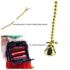 Christmas decoration with batteries and bell, showing how Santa Claus descends.