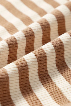 Stripe Exposed Seam Trim Round Neck Sleeveless Top
