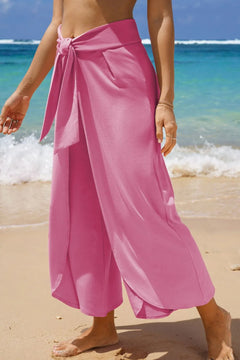 Knotted Waist Split Leg Relaxed Pants
