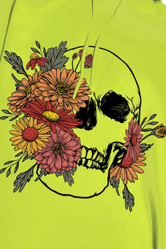 Skull with floral design on a green background