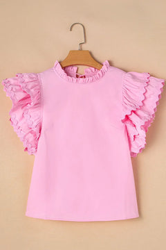 Ruffled Sleeve Frilled Collar Blouse