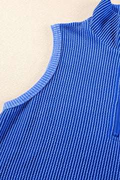 Corded Collared Half Zip Tank and Shorts Set
