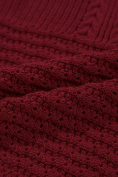 Cable Knit Pointelle Slim Fit V Neck Sweater Vest