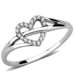 DA259 - High polished (no plating) Stainless Steel Ring with AAA Grade CZ  in Clear-0