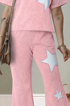 Star Round Neck Half Sleeve Top and Pants Set