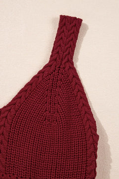 Cable Knit Pointelle Slim Fit V Neck Sweater Vest