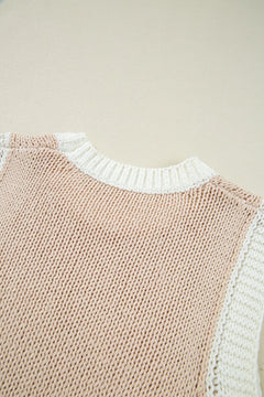 Round Neck Contrast Sweater Vest
