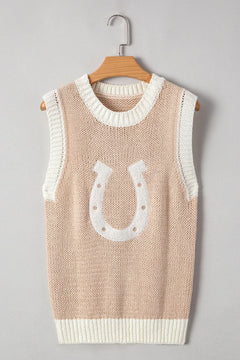 Round Neck Contrast Sweater Vest