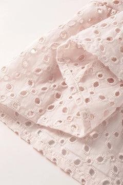 Embroidered Eyelets Ruffled Hem Sleeveless Mini Dress