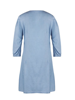Light blue dress with long sleeves on a white background