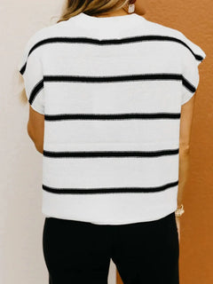 Striped Batwing Sleeve Knit Top