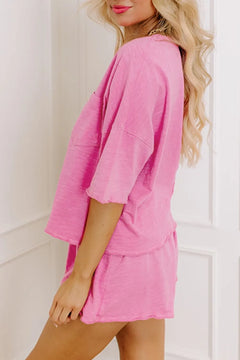 Round Neck Half Sleeve Top and Shorts Set