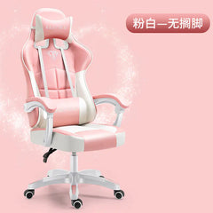 Pink and white gaming chair on a pink background