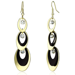 LO2652 - Gold+Ruthenium Iron Earrings with Top Grade Crystal  in Clear-0
