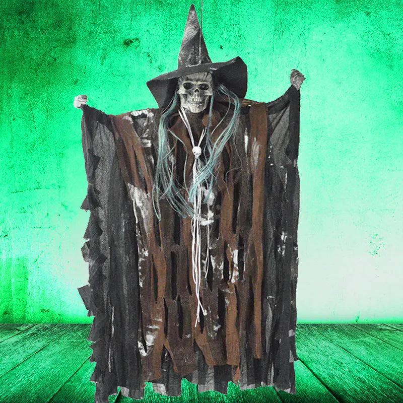 Halloween Voice-Activated Scary Skeleton Witch Decor