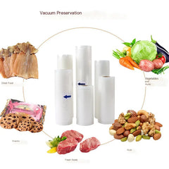 Vacuum preservation system with various food items on a white background