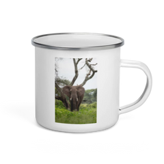 Camping Mug with an elephant design on a white background