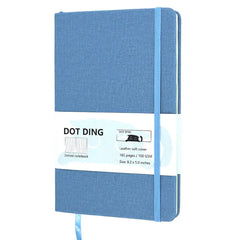 Blue notebook with a label on a white background