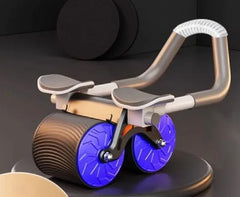 Ab roller with blue wheels on a white background