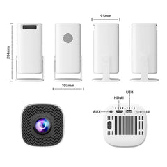 Small electronic device with ports labeled and dimensions displayed on a white background