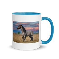 White Ceramic Mug with Horse and a Purple Sky